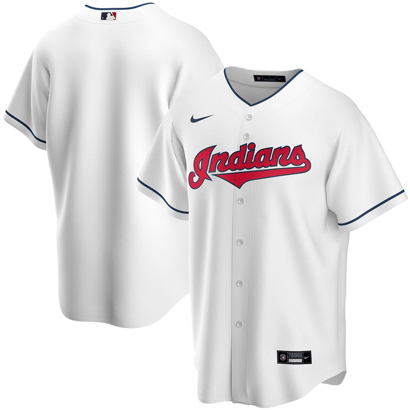 2020 MLB Men Cleveland Indians Nike White Home 2020 Replica Team Jersey 1